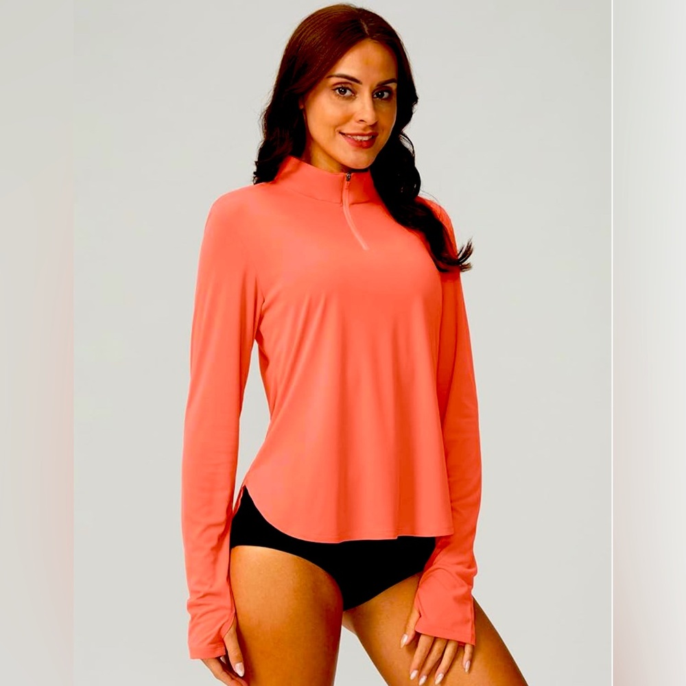 ☀️Soothfeel Coral Quarter-Zip Pullover!✨ Sun-Safe + Ultra Soft!✨ Size M | NWT ☀️
